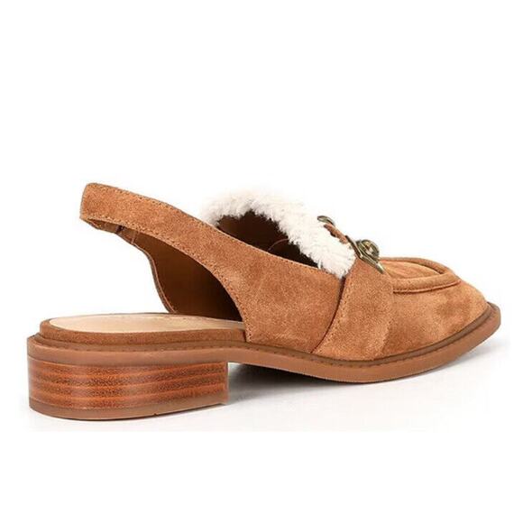Chelsea & Violet Lundin Suede Slingback Flats Faux Fur 8 - Picture 2 of 6